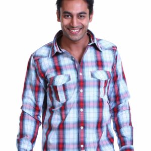 Basics Men Red & White Slim Fit Shirt