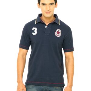 Wrangler Men N0. 3 Applique Polo Navy Blue T-Shirts