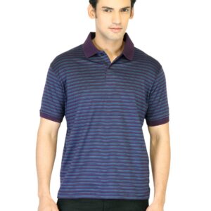 Proline Men Purple Striped Polo T-shirt