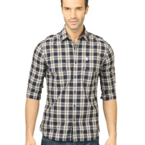 U.S. Polo Assn. Men Check Navy Blue Shirt