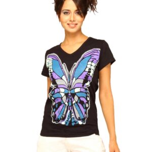 Jealous 21 Women's Black Butterfly T-shirt