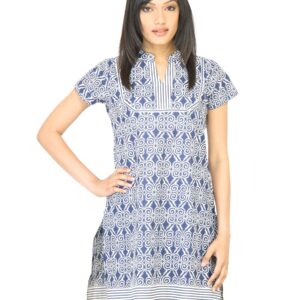 Vishudh Women Printed Navy Blue Kurta