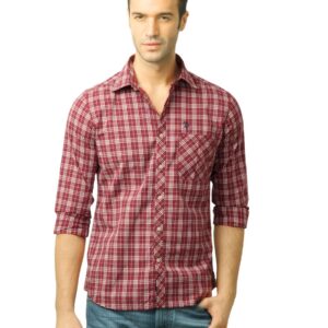 U.S. Polo Assn. Men Checks Maroon Shirt