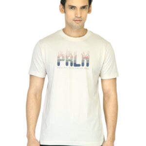 Proline Men Cream-Coloured Printed T-shirt
