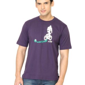 Urban Yoga Men Printed Purple Tshirt