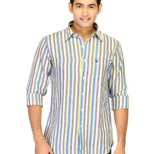 Belmonte Men Stripes Blue Shirts