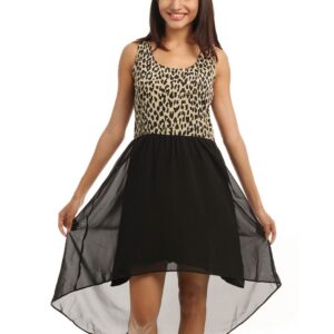 Femella Women Black Animal Print Dress