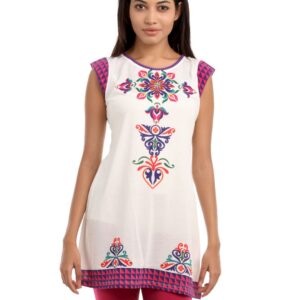 Fusion Beats Women White Printed Tunic