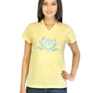 ADIDAS Women Printed Yellow T-shirt