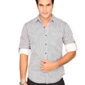 Locomotive Men Black White Stripe Shirt