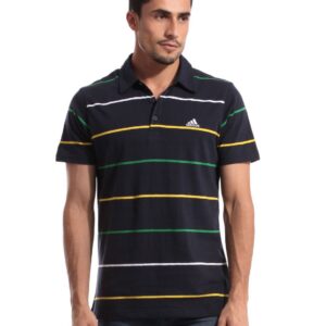 ADIDAS Men Thin Striper Navy Blue Polo T-shirt