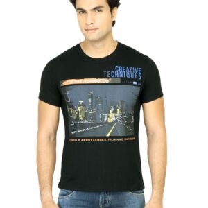 United Colors of Benetton Men Printed Black TShirt