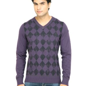 s.Oliver Men Check Purple Sweater