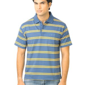 Classic Polo Men Stripes Blue Polo T-Shirt