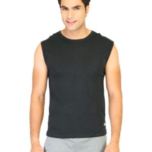 Hanes Men Black Muscle Duo Dry Cotton Stretch Muscle T-shirt