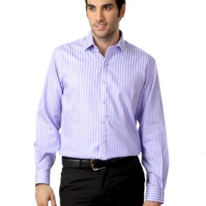 Wills Lifestyle Men Striped Lavender Shirt