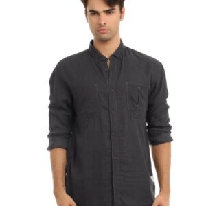 French Connection Men Purple & Black Striped Shirt