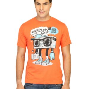 Probase Men Printed Orange Tshirts