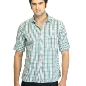Scullers Men Check Green & Blue Shirt