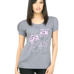 United Colors of Benetton Women Printed Grey Top