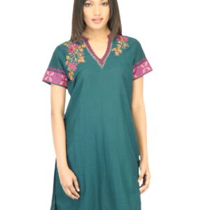 BIBA Women Solid Green Kurta
