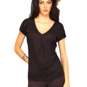 Jealous 21 Women Black V Neck With Sequins Top