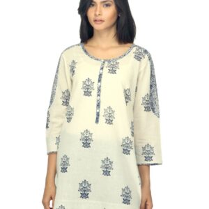 Fabindia Women Printed Off White Kurti