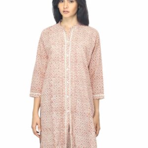 Fabindia Women Printed Red Kurta
