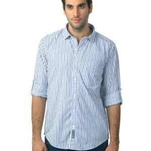 Basics Men White Striped Shirt