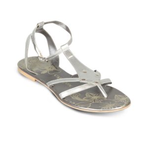 Carlton London Women Silver Floral Print Sandals