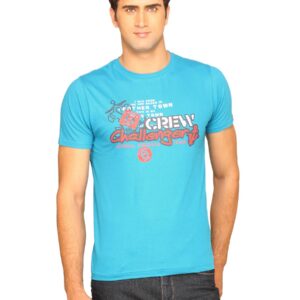 Probase Men's Crack Print Crew Challenger Blue T-shirt