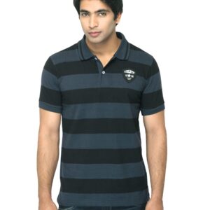Indigo Nation Men Striped Black & Blue T-shirt
