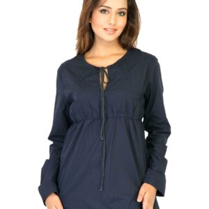 Flying Machine Women Solid Navy Blue Tops