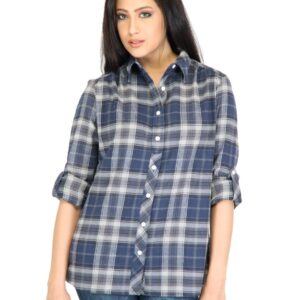 United Colors of Benetton Women Check Navy Blue Shirts