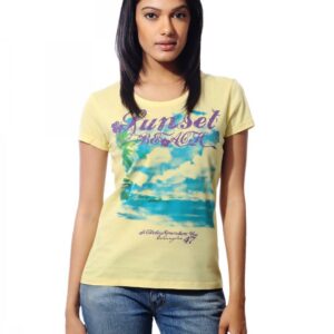Wrangler Women Sunset Beach Yellow T-shirt
