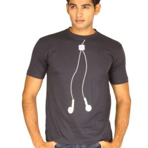 Myntra Men's Ear Plugs Navy Blue T-shirt