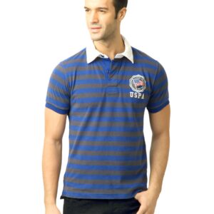 U.S. Polo Assn. Men Stripes Dk.Grey Polo Tshirt