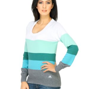 ADIDAS Women Stripes White Sweaters