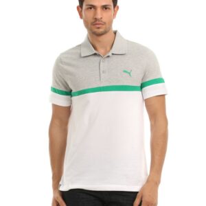 Puma Men Grey & White Polo T-shirt