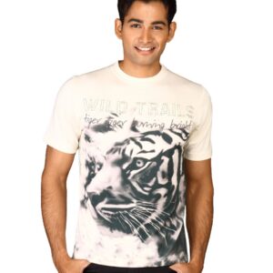 DUSG Men's Burning Tiger Bamboo Natural T-shirt