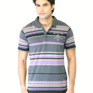 Quiksilver Men Grey Striped T-shirt