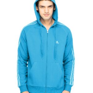 ADIDAS Men Solid Aqua Blue Sweatshirts
