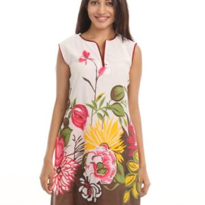 Shree Women Printed White & Yellow Kurta