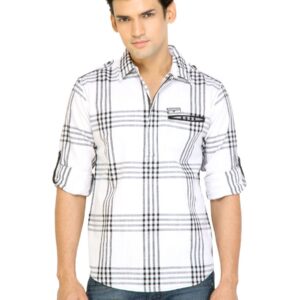 Spykar Men Check White Shirts