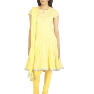 Biba Women Yellow Churidar Kurta with Dupatta