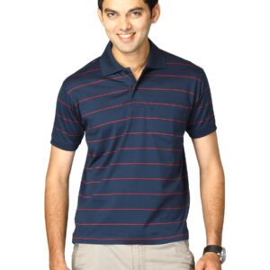 Proline Men Navy Striped Polo T-shirt