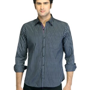Scullers Men Striped Black Shirt