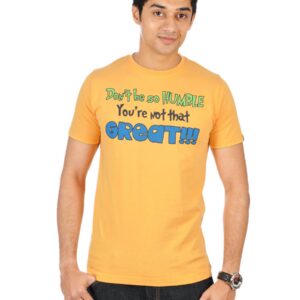 Probase Men Crew Neck Yellow Tshirts