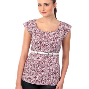 Latin Quarters Women Burgundy Printed Top