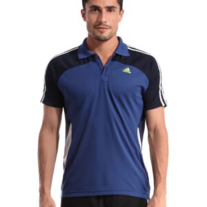 ADIDAS Men Navy Blue Polo T-shirt